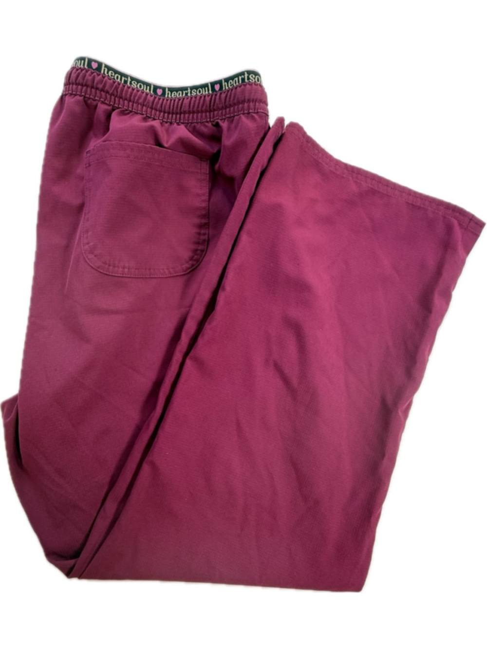 HeartSoul Petite Burgundy Scrub Pants Women’s Large Petite Drawstring Elastic Wa